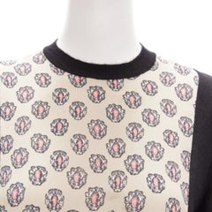 MARNI cashmere silk beige pink jewel print panel black sweater IT40 S