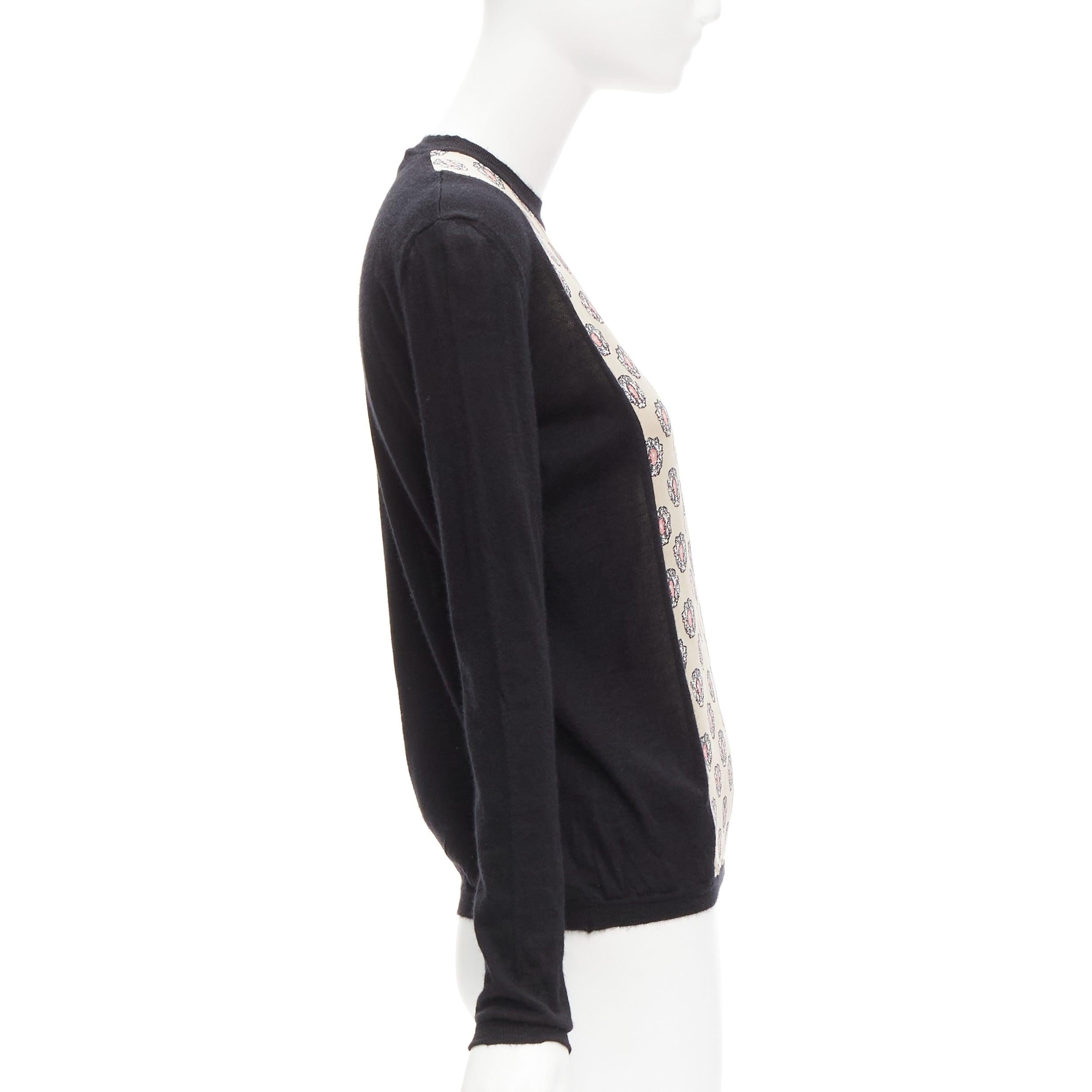 Black MARNI cashmere silk beige pink jewel print panel black sweater IT40 S For Sale