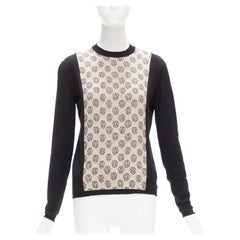 MARNI cachemira seda beige rosa joya panel estampado jersey negro IT40 S