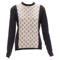 MARNI cashmere silk beige pink jewel print panel black sweater IT40 S Used MARNI cashmere silk beige pink jewel print panel black sweater IT40 S