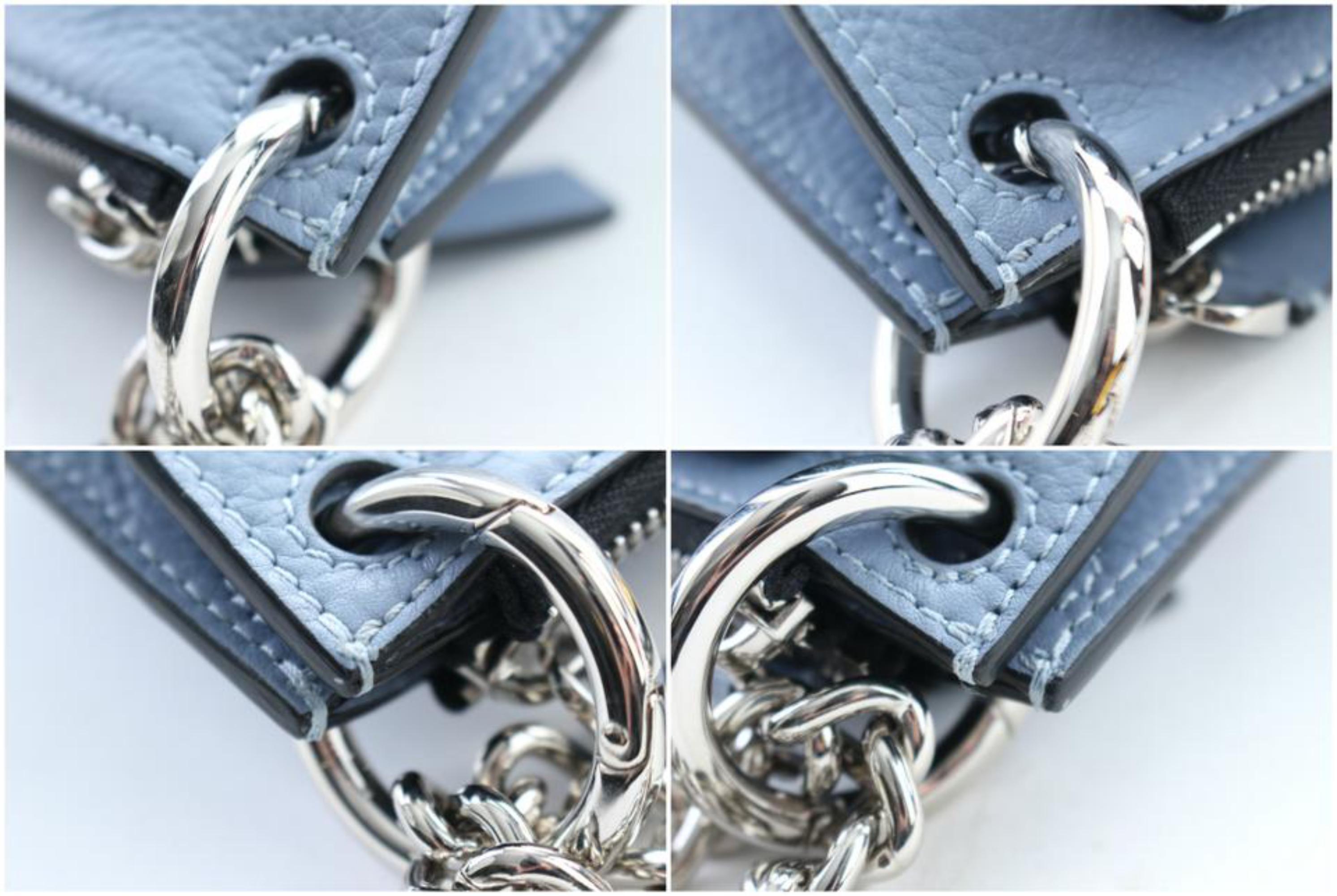 Marni Chain Pocket Bandoleer Trunk 6mr0208 Light Blue Leather Cross Body Bag For Sale 7
