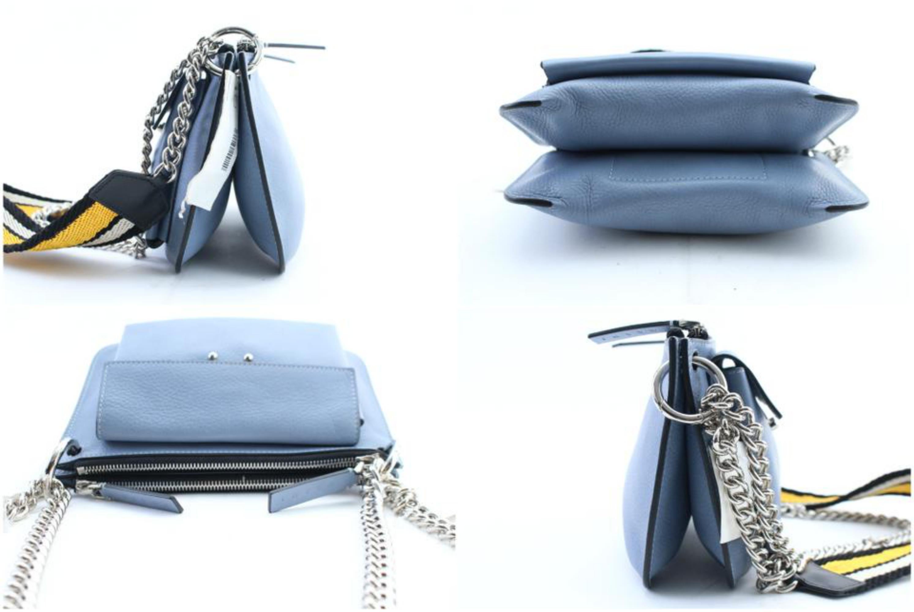 Marni Chain Pocket Bandoleer Trunk 6mr0208 Light Blue Leather Cross Body Bag For Sale 8