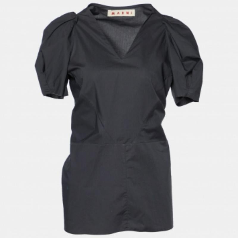 Marni Top in cotone grigio antracite con scollo a V M.I.I.