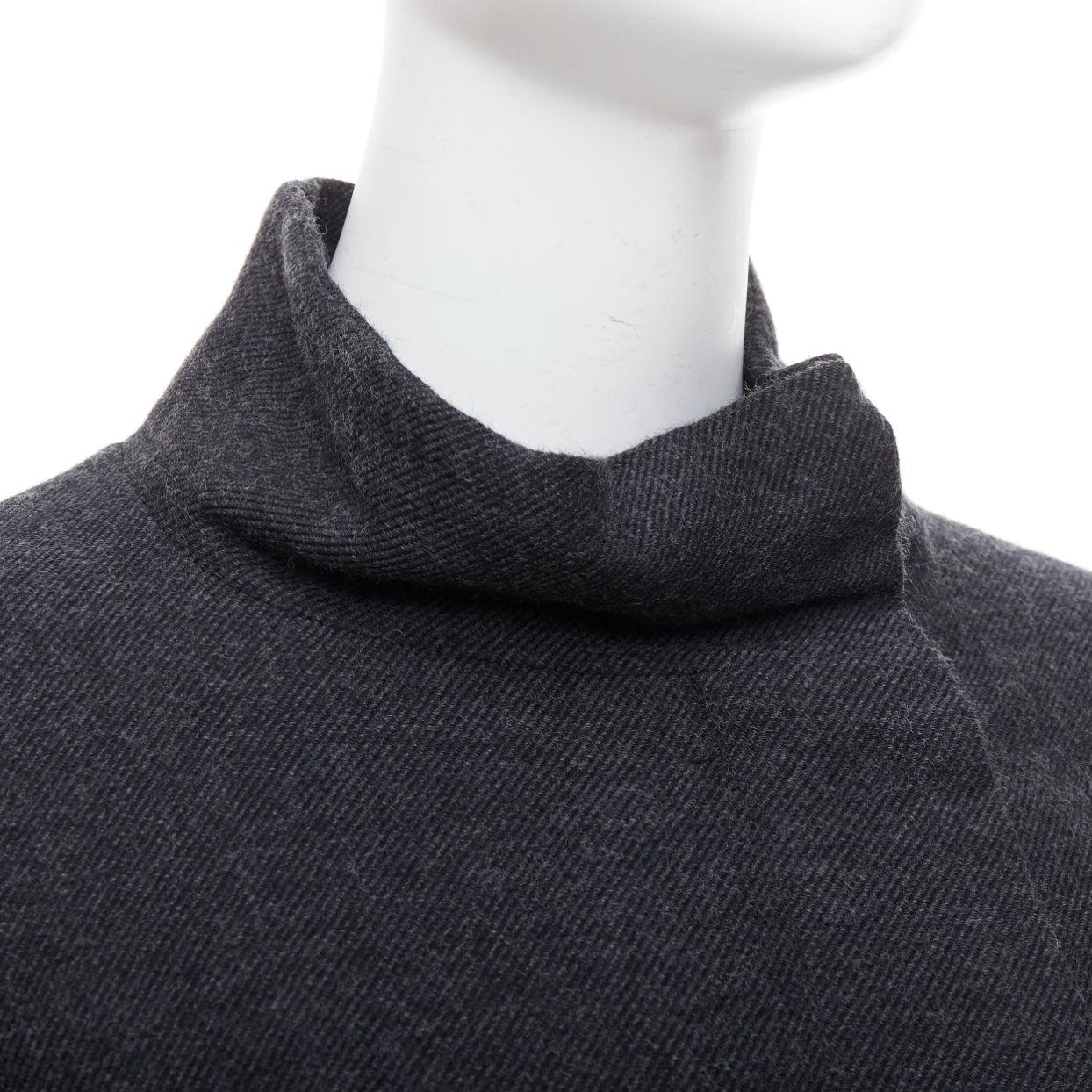 MARNI Anthrazitgraue, flachgeschnittene Jacke aus Wollmischung mit Pelzbesatz IT40 S im Angebot 3