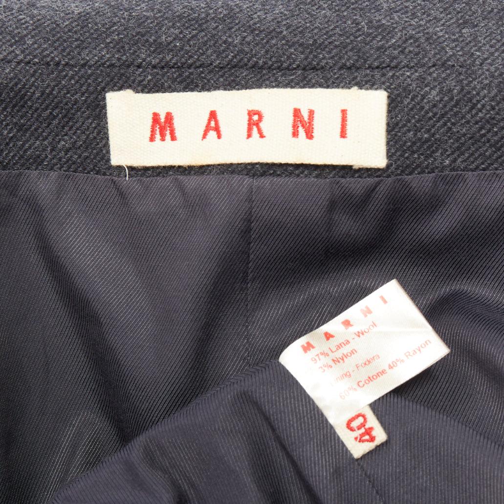MARNI Anthrazitgraue, flachgeschnittene Jacke aus Wollmischung mit Pelzbesatz IT40 S im Angebot 4