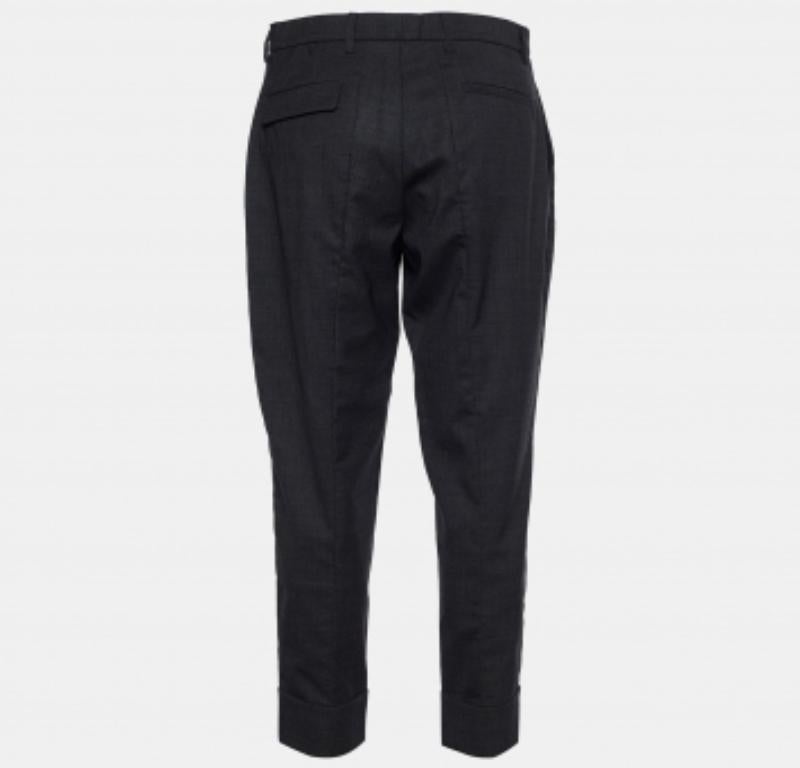 Black Marni Charcoal Grey Wool Cuffed Trousers M For Sale
