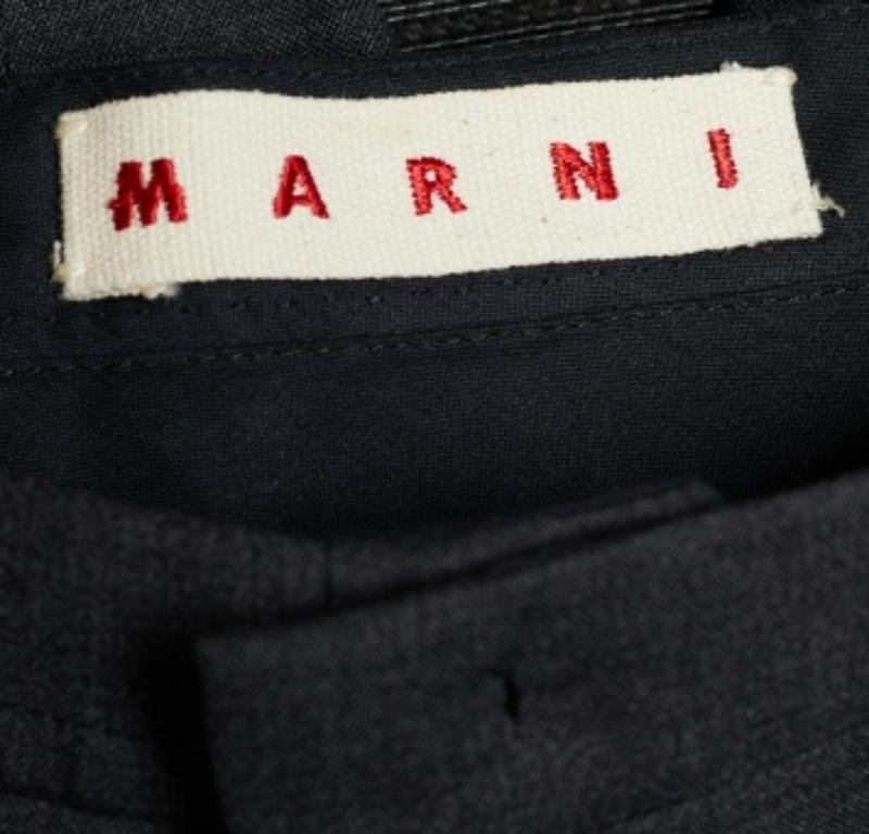 Marni Charcoal Grey Wool Cuffed Trousers M In Good Condition For Sale In Dubai, Al Qouz 2