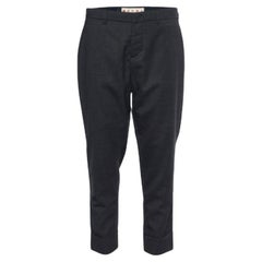 Marni Charcoal Grey Wool Cuffed Trousers M