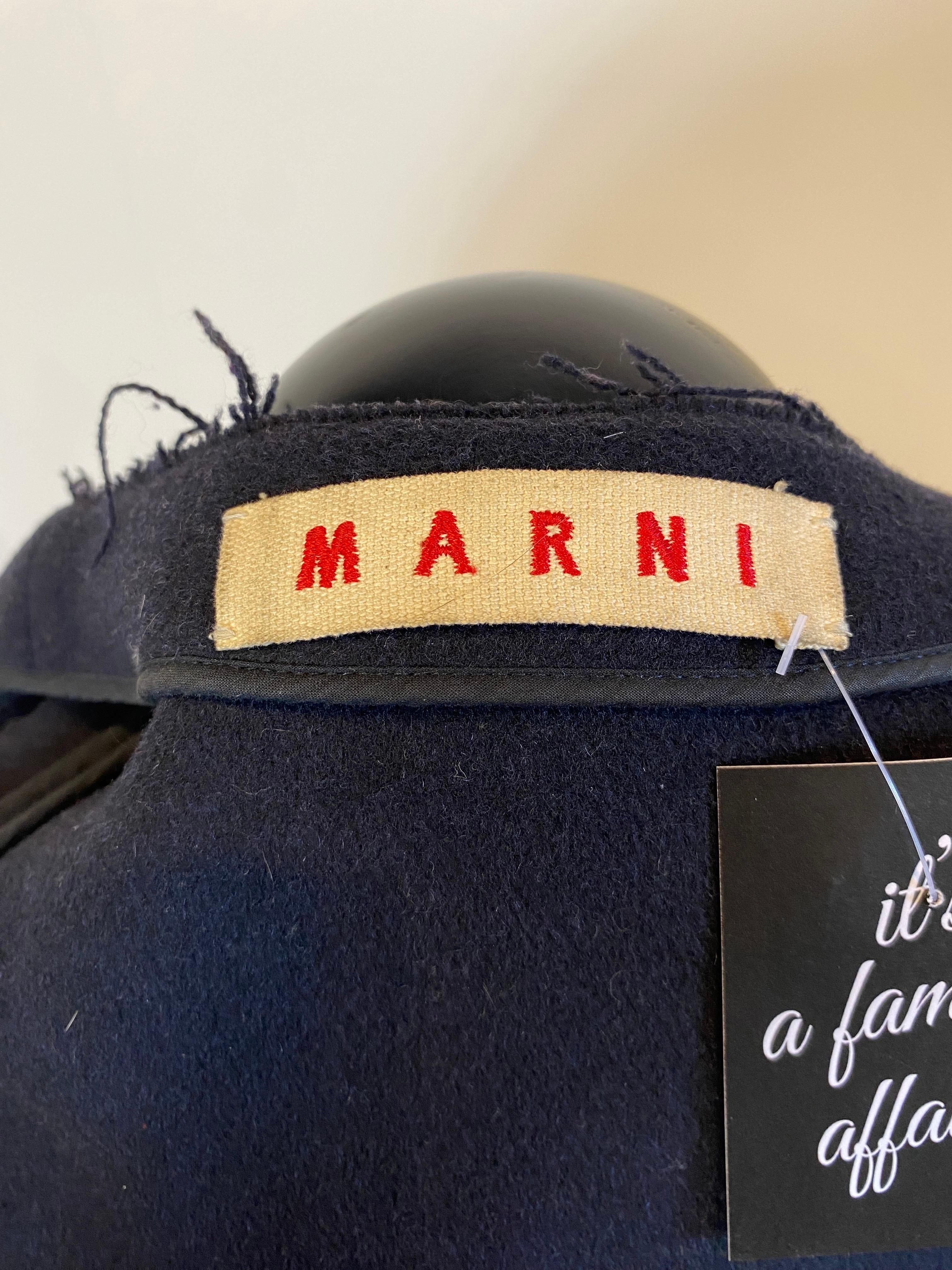 Cappotto di Marni in lana blu in vendita 1
