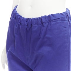 MARNI cobalt blue cotton linen minimalistic drawstring cropped pants