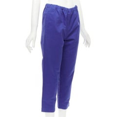 MARNI cobalt blue cotton linen minimalistic drawstring cropped pants