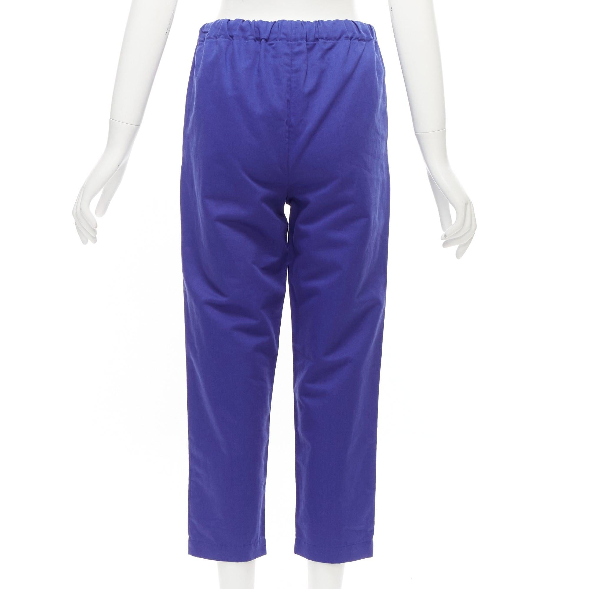 MARNI cobalt blue cotton linen minimalistic drawstring cropped pants In Excellent Condition For Sale In Hong Kong, NT