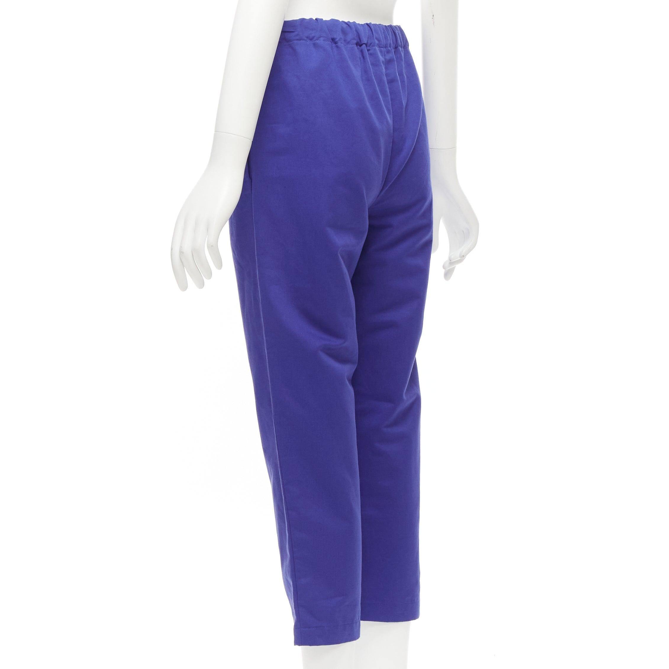 Women's MARNI cobalt blue cotton linen minimalistic drawstring cropped pants For Sale