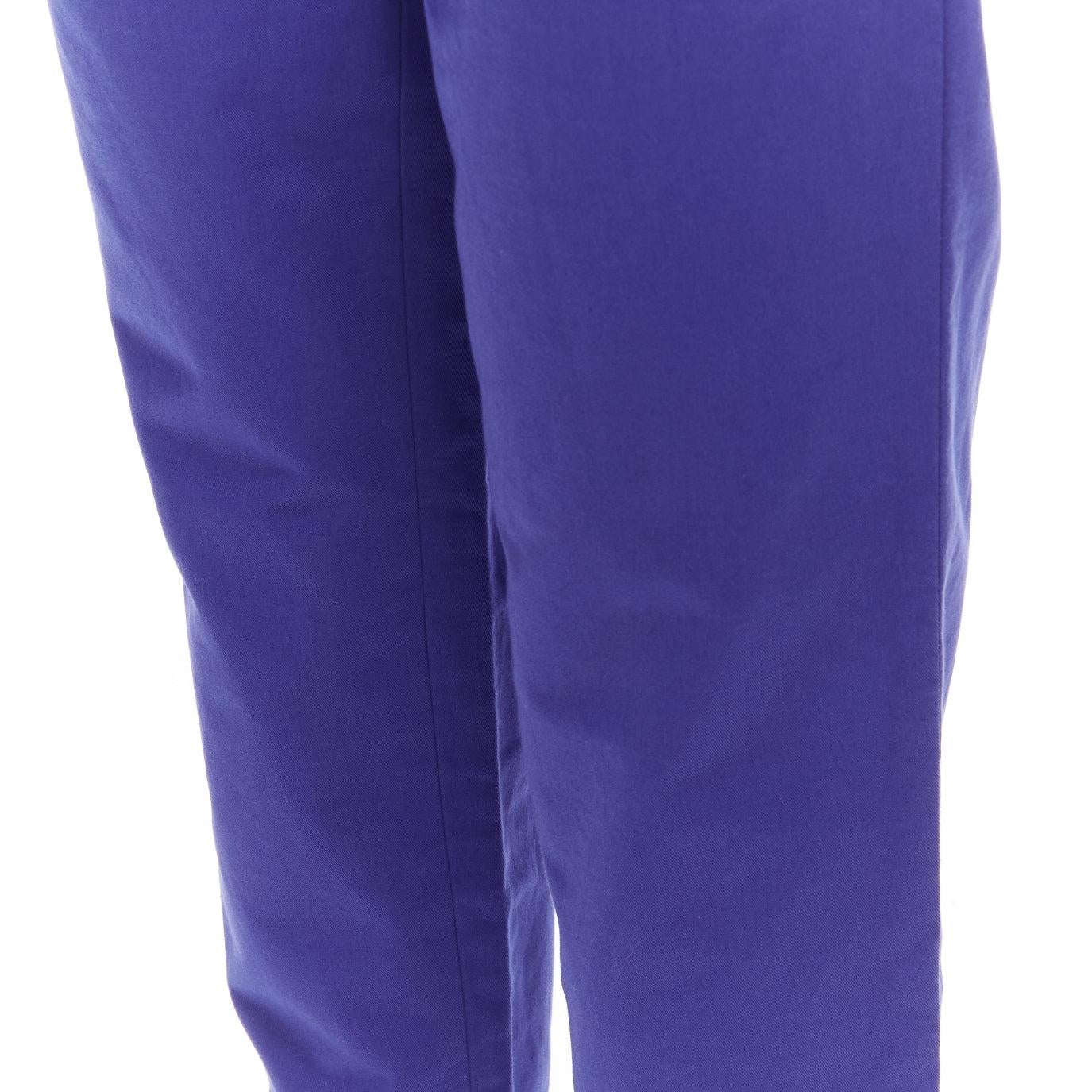 MARNI cobalt blue cotton linen minimalistic drawstring cropped pants For Sale 1