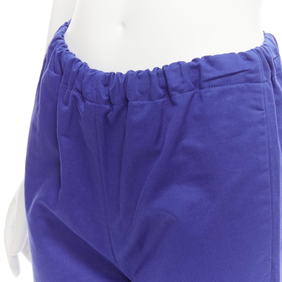 MARNI cobalt blue cotton linen minimalistic drawstring cropped pants For Sale 2