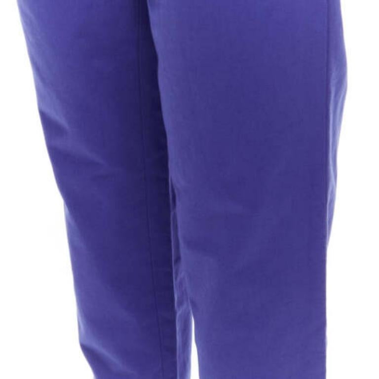 MARNI cobalt blue cotton linen minimalistic drawstring cropped pants For Sale 2