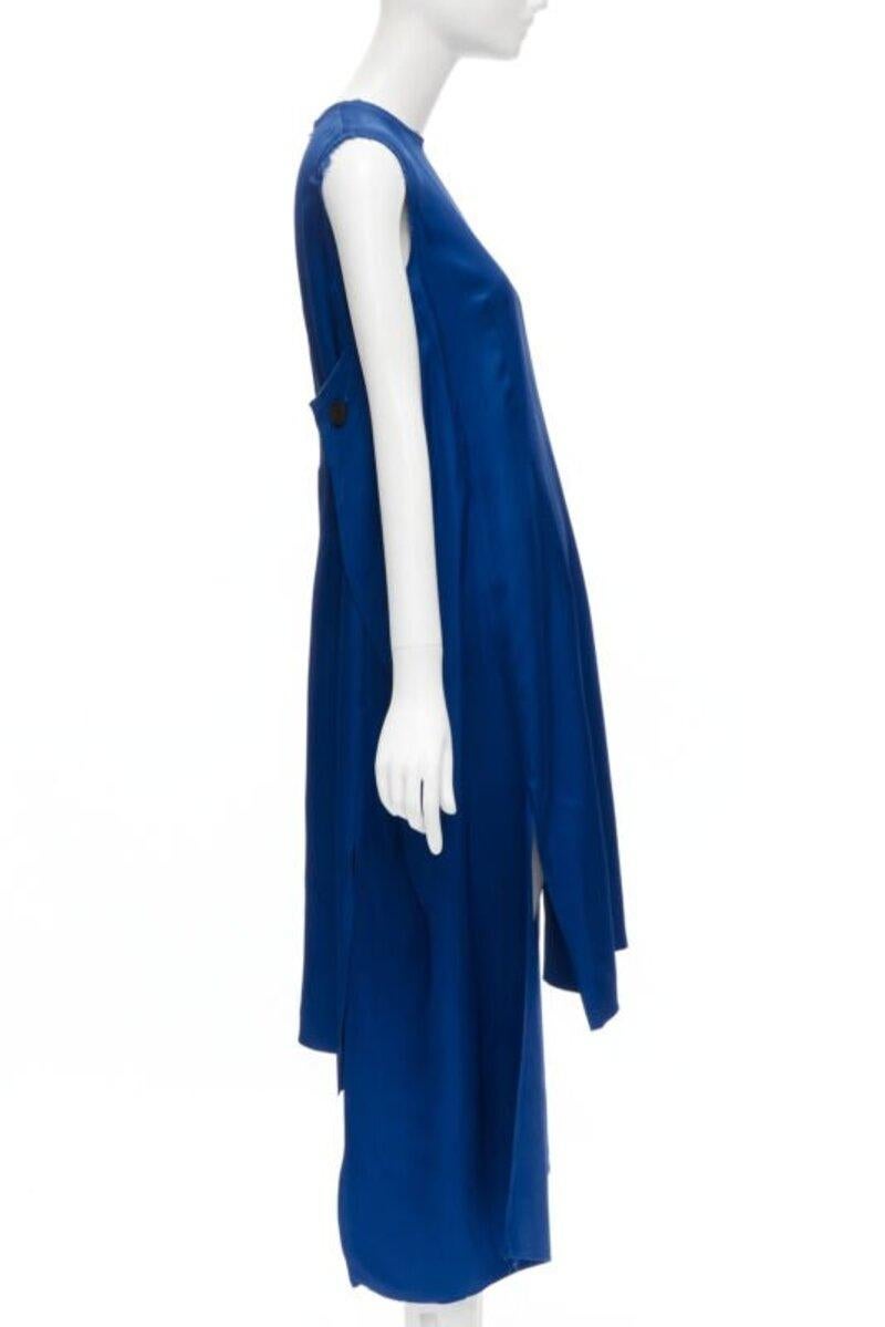 MARNI robe bleu cobalt en viscose crue à bord effiloché et ourlet en escalier plié dans le dos IT38 XS Excellent état - En vente à Hong Kong, NT