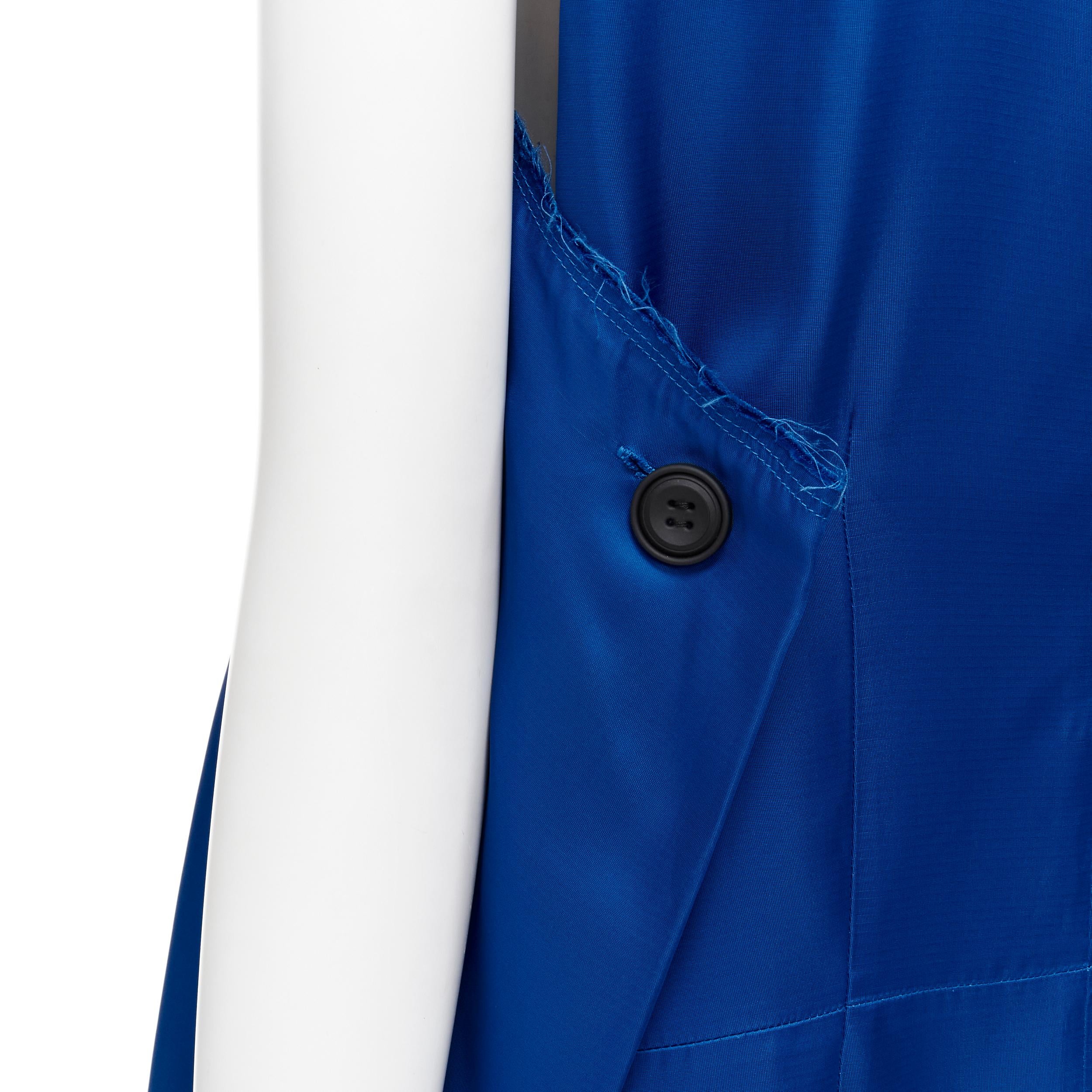 MARNI cobalt blue viscose raw frayed edge step hem folded back dress IT38 XS For Sale 1