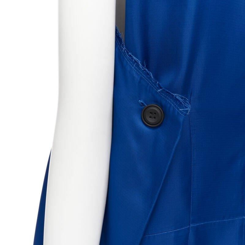 MARNI robe bleu cobalt en viscose crue à bord effiloché et ourlet en escalier plié dans le dos IT38 XS en vente 3