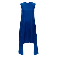 MARNI vestido azul cobalto viscosa raw borde deshilachado dobladillo doblado espalda IT38 XS