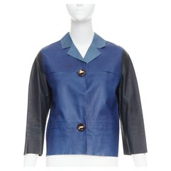 MARNI Colorblocked Leather Cropped Jacket IT40