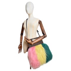 MARNI Colourful Pre Fall 2015 Shearling Fluffy Bandoleer Suede Sheepskin Bag
