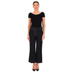 Marni Contrast-Stitching Cropped Flared Trousers