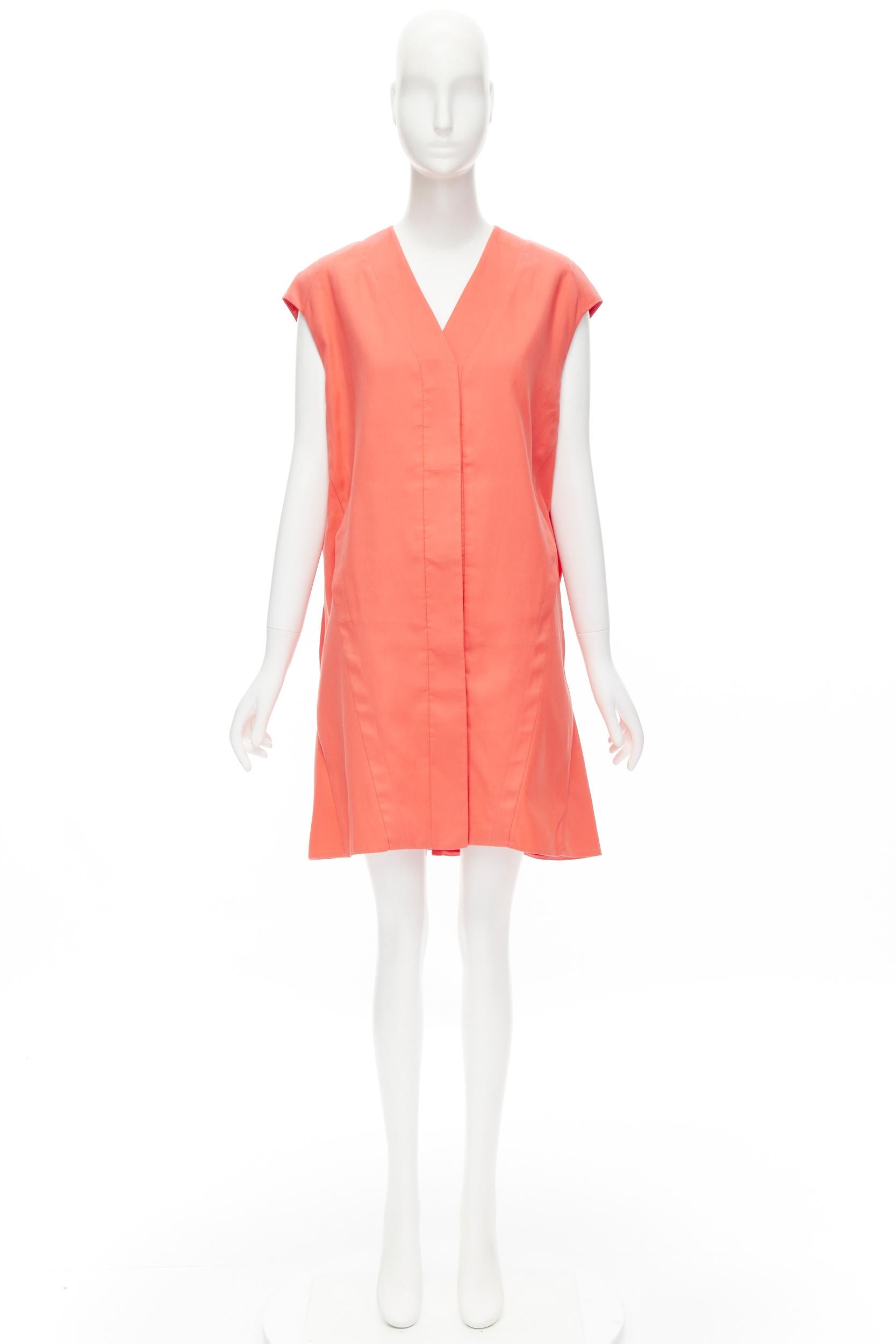 MARNI coral pink cotton silk pleated bubble back boxy sleeveless dress IT40 For Sale 4