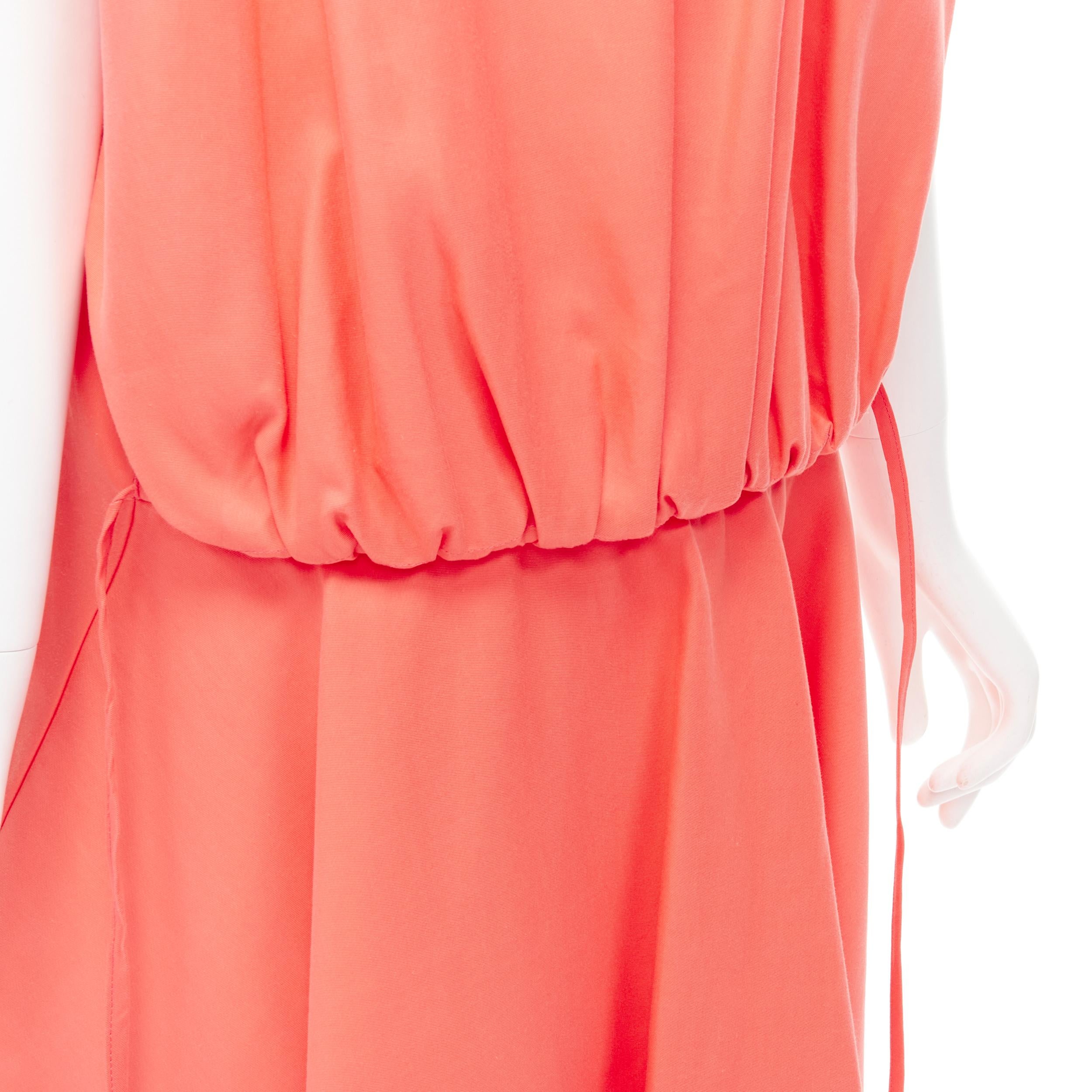 MARNI coral pink cotton silk pleated bubble back boxy sleeveless dress IT40 
Reference: CELG/A00167 
Brand: Marni 
Material: Cotton 
Color: Pink 
Pattern: Solid 
Closure: Button 
Extra Detail: Dual slit front pockets. Drawstring at low waist back to