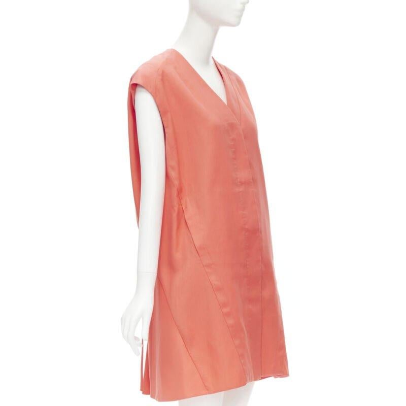 Pink MARNI coral pink cotton silk pleated bubble back boxy sleeveless dress IT40 For Sale
