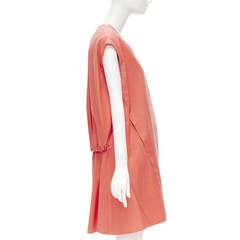 MARNI coral pink cotton silk pleated bubble back boxy sleeveless dress IT40 In Excellent Condition For Sale In Hong Kong, NT