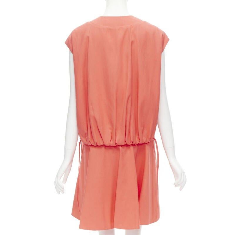 Women's MARNI coral pink cotton silk pleated bubble back boxy sleeveless dress IT40 For Sale