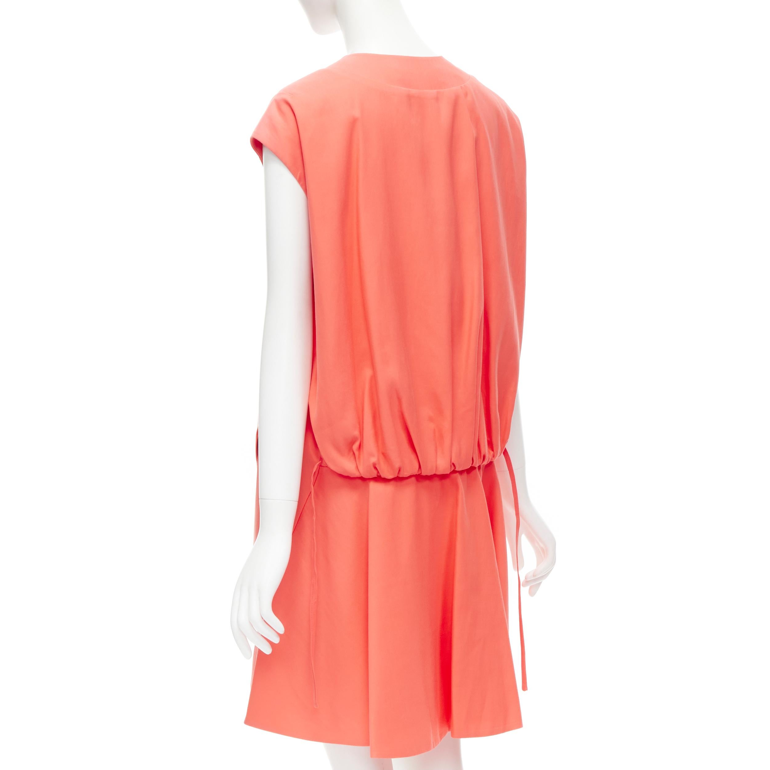 Orange MARNI coral pink cotton silk pleated bubble back boxy sleeveless dress IT40 For Sale