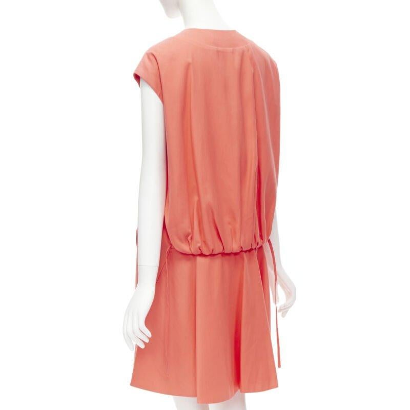 MARNI coral pink cotton silk pleated bubble back boxy sleeveless dress IT40 For Sale 1