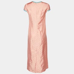 Marni Coral Pink Logo Pattern Sateen Maxi Dress S