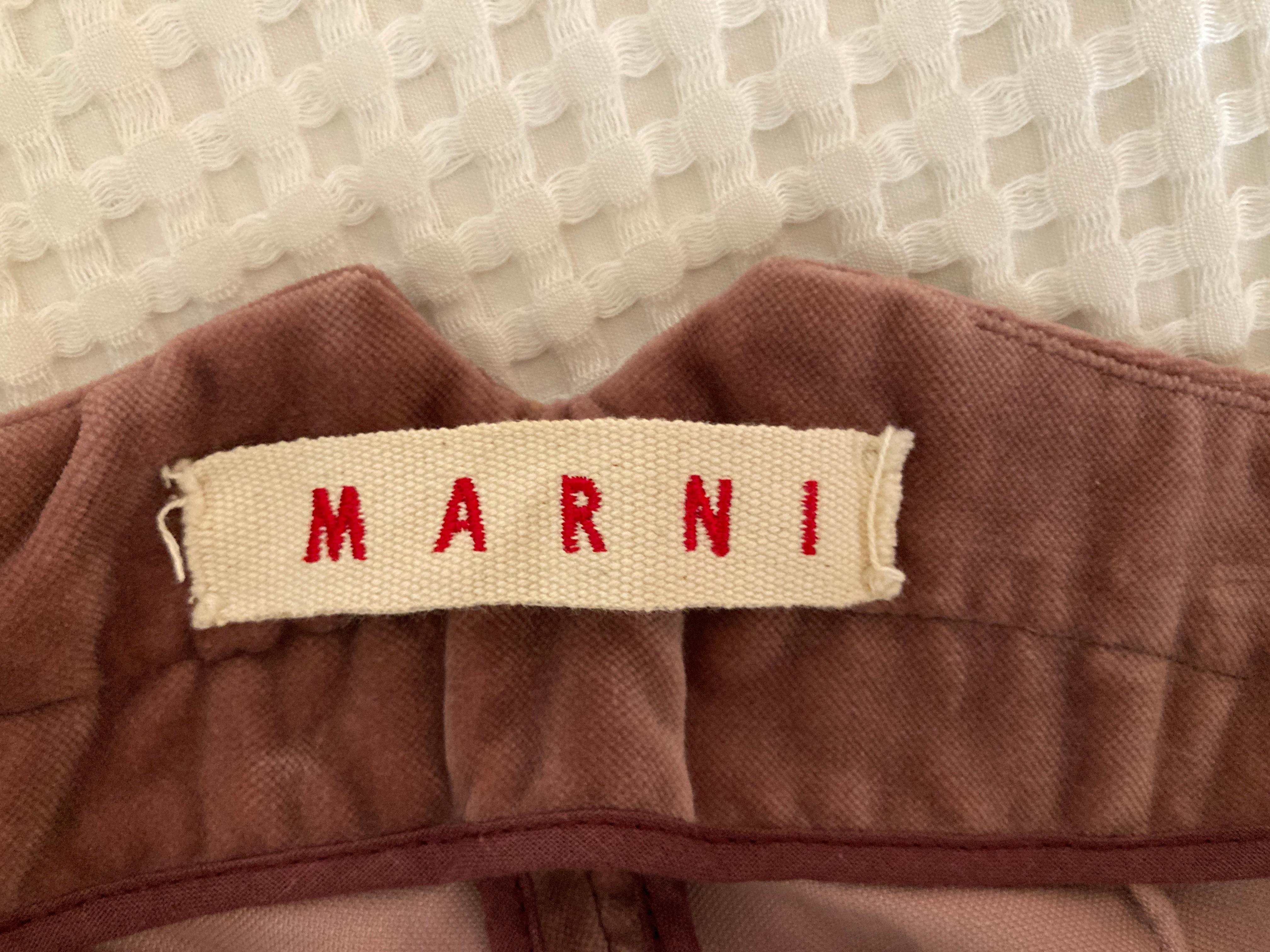 MARNI Cotton Velvet Cropped Pants For Sale 6