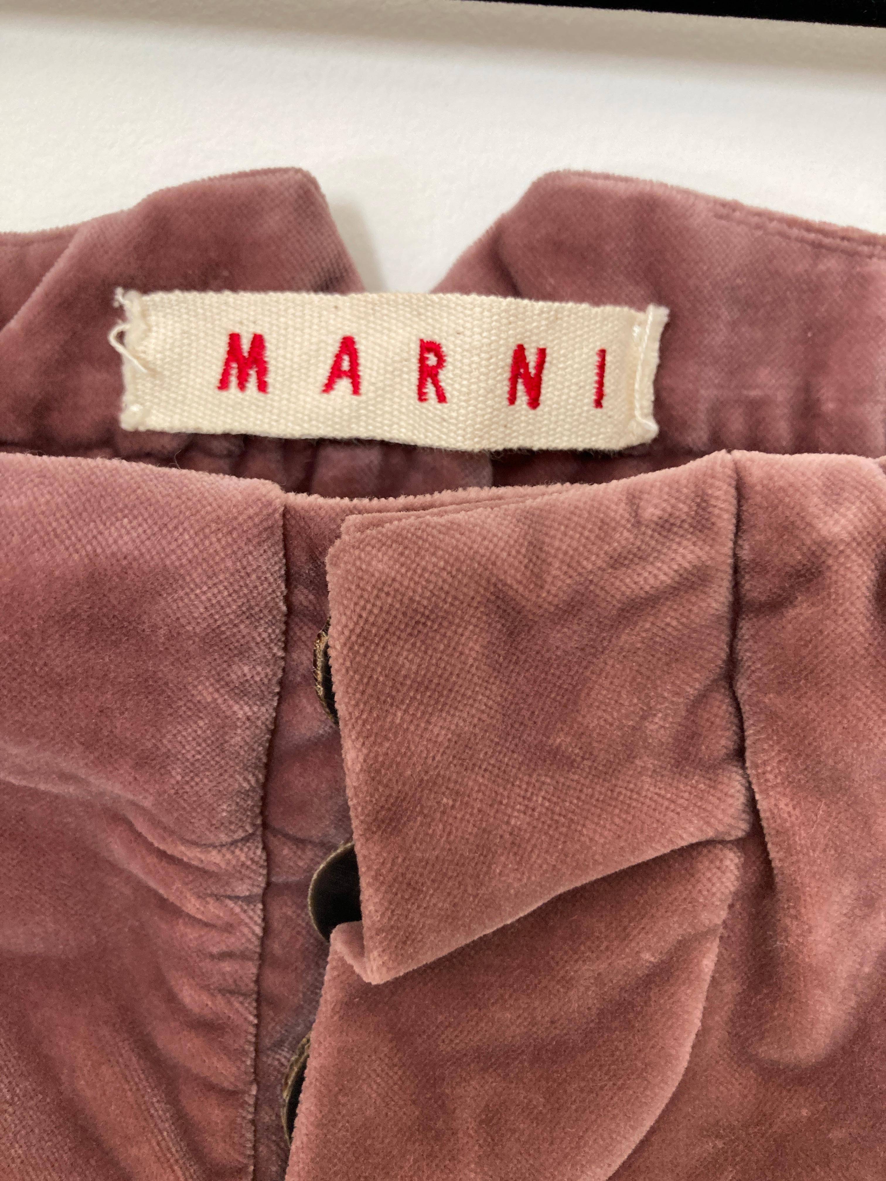 MARNI Hose aus Baumwollsamt mit Cropped-Muster im Zustand „Gut“ im Angebot in North Hollywood, CA