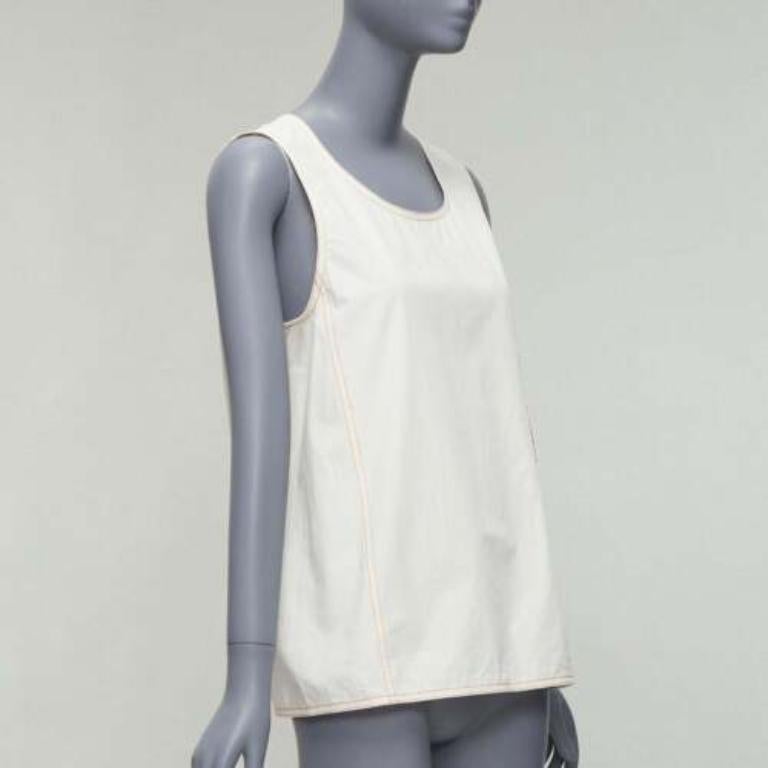 Bianco MARNI crema 100% cotone rosso con impunture, gilet boxy con collo scoop IT42 M. in vendita