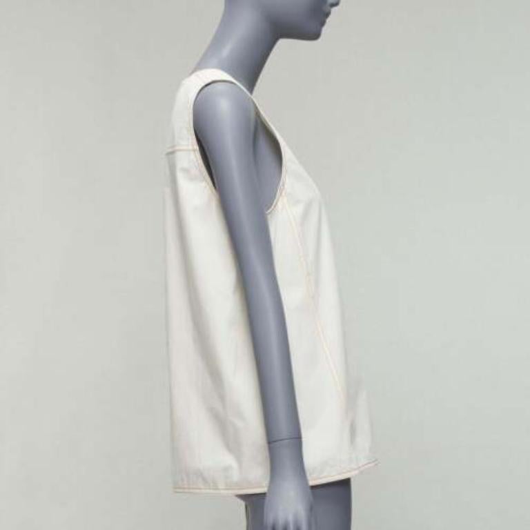 MARNI crema 100% cotone rosso con impunture, gilet boxy con collo scoop IT42 M. In condizioni buone in vendita a Hong Kong, NT