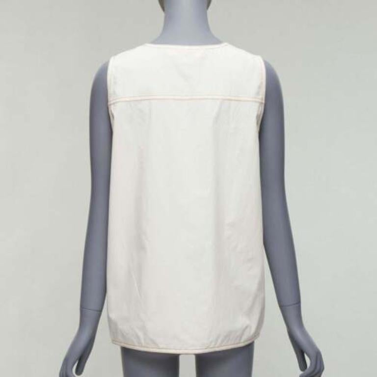 Donna MARNI crema 100% cotone rosso con impunture, gilet boxy con collo scoop IT42 M. in vendita