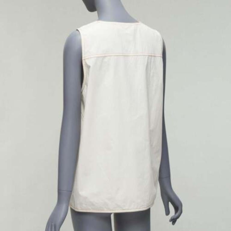 MARNI crema 100% cotone rosso con impunture, gilet boxy con collo scoop IT42 M. in vendita 1