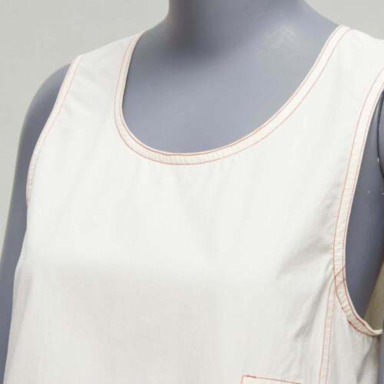 MARNI crema 100% cotone rosso con impunture, gilet boxy con collo scoop IT42 M. in vendita 2