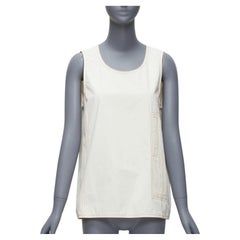 MARNI cream 100% cotton red overstitch boxy scoop neck utility vest IT42 M