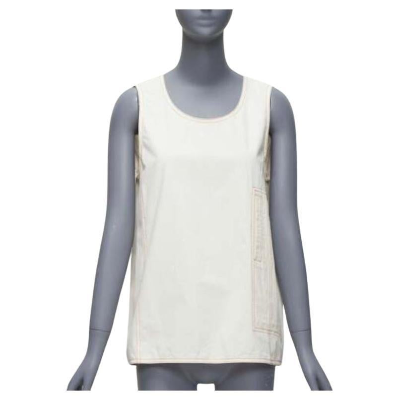 MARNI crema 100% cotone rosso con impunture, gilet boxy con collo scoop IT42 M. in vendita