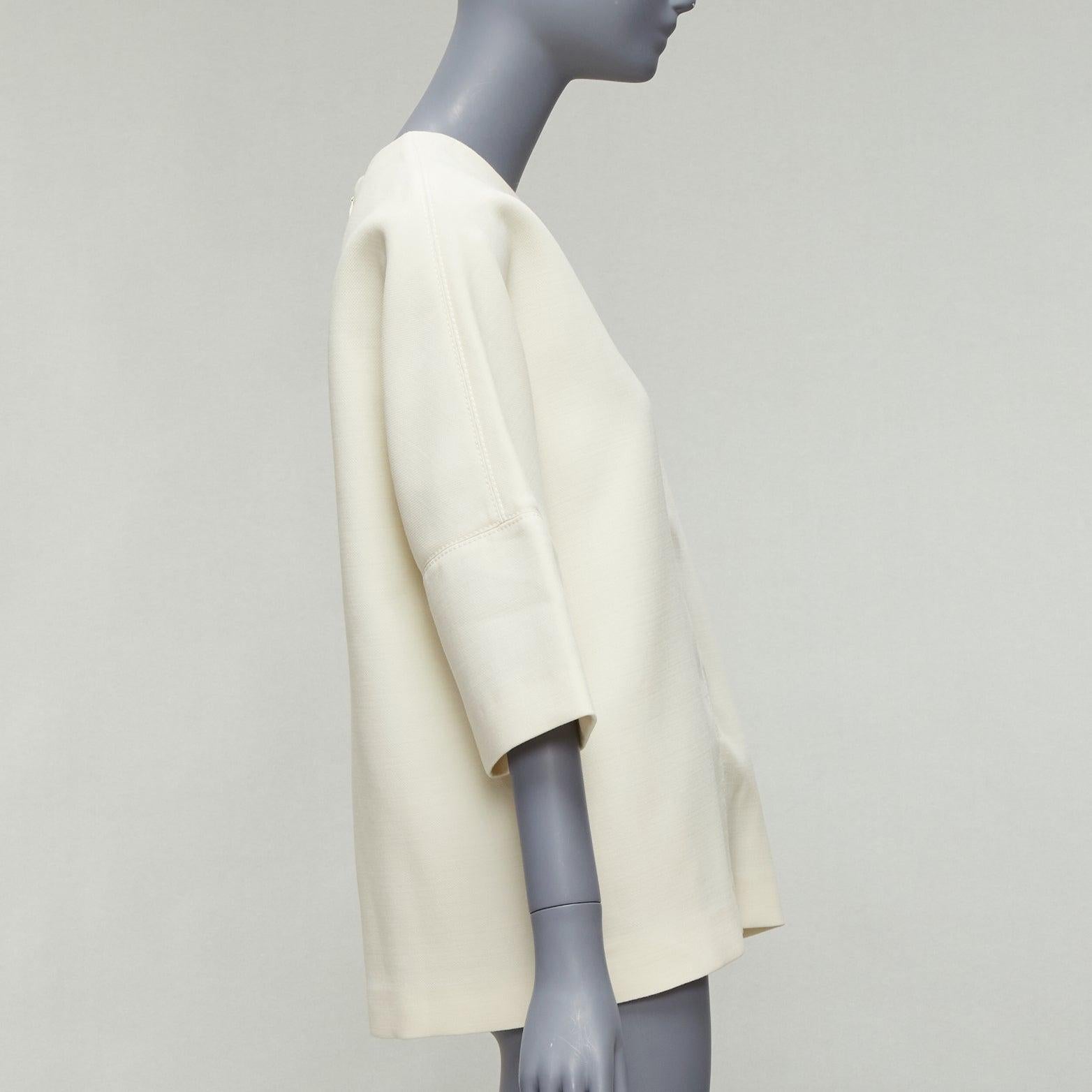 MARNI cream 100% virgin wool dolman panelled sleeves cocoon boxy top IT38 XS In Good Condition For Sale In Hong Kong, NT