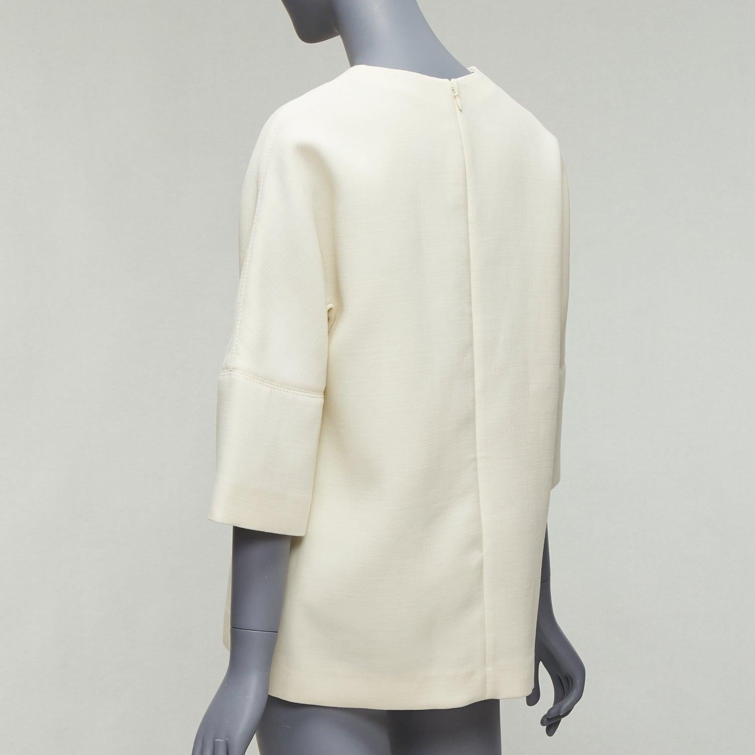 MARNI cream 100% virgin wool dolman panelled sleeves cocoon boxy top IT38 XS For Sale 1
