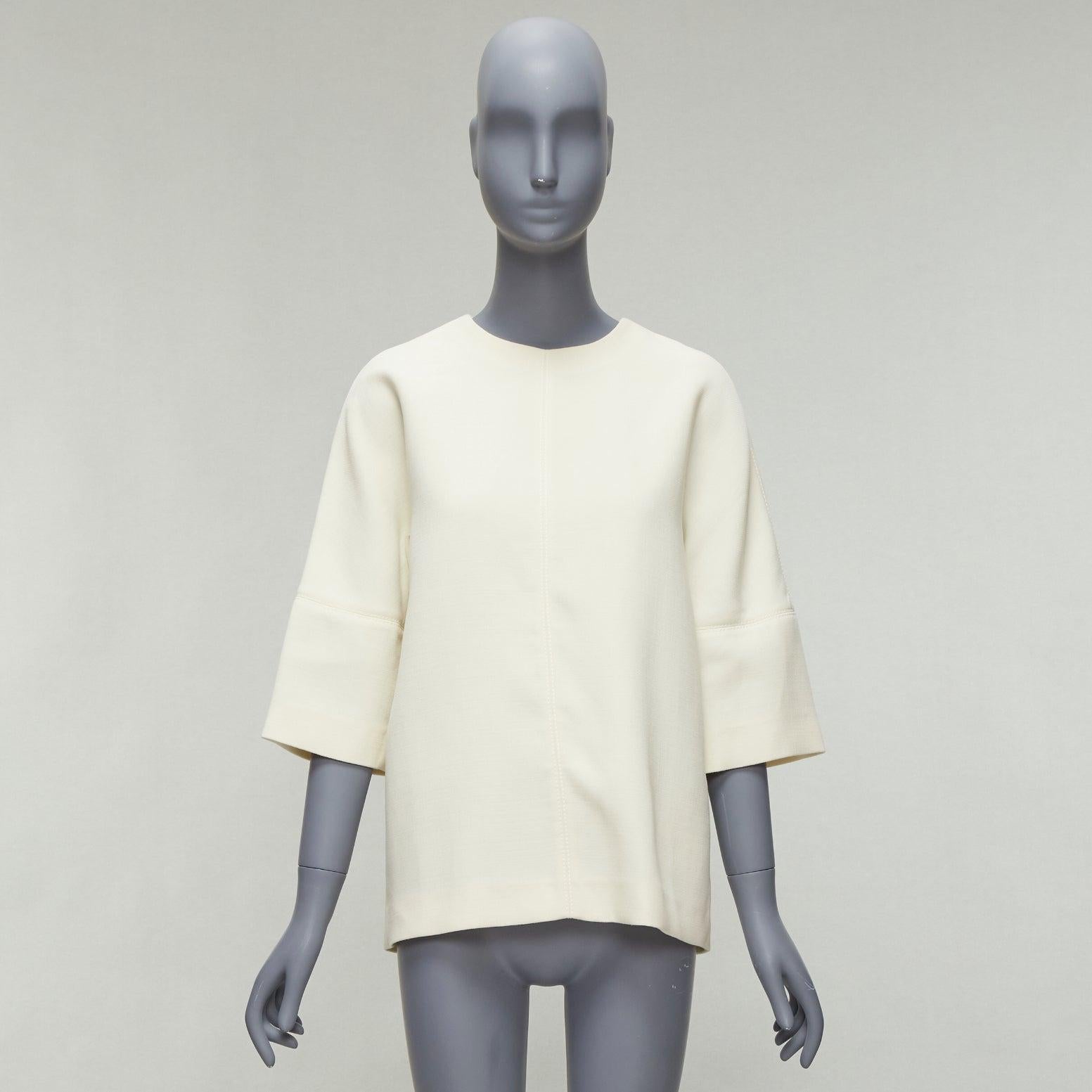 MARNI cream 100% virgin wool dolman panelled sleeves cocoon boxy top IT38 XS For Sale 5