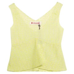 Haut péplum sans manches Marni crème et vert citron brodé