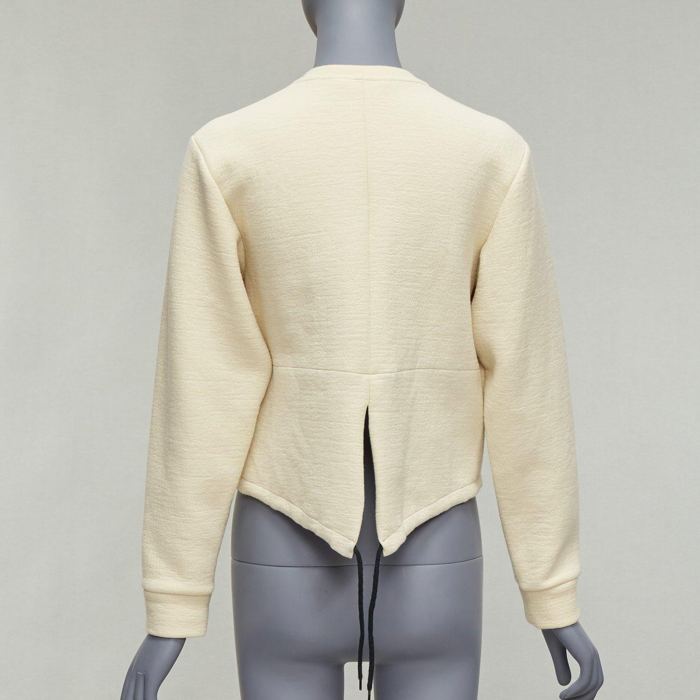 MARNI cream cotton leather zip pull cropped bomber jacket IT36 XXS For Sale 1