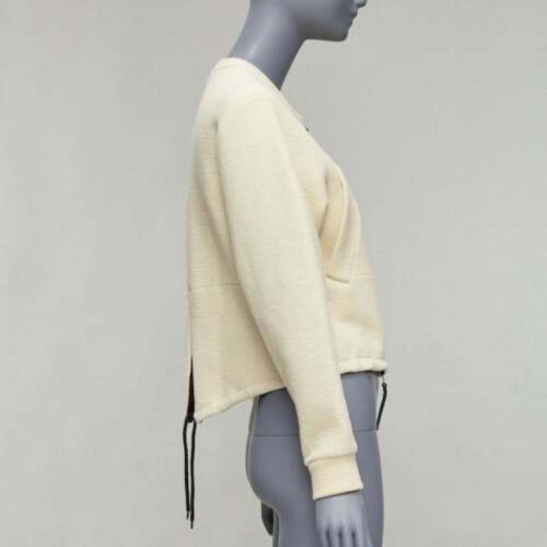Women's MARNI cream cotton leather zip pull cropped bomber jacket IT36 XXS For Sale